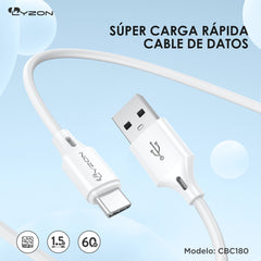 CDMX-Cable Salida Tipo C Cargador Rápido CBC180