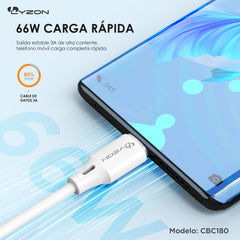 CDMX-Cable Salida Tipo C Cargador Rápido CBC180