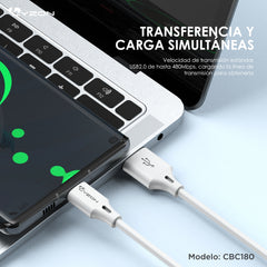 CDMX-Cable Salida Tipo C Cargador Rápido CBC180