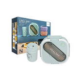 Tupper Cuadrado De Plástico Con Cubiertos,Vaso Portátil De 330ml BOXA08