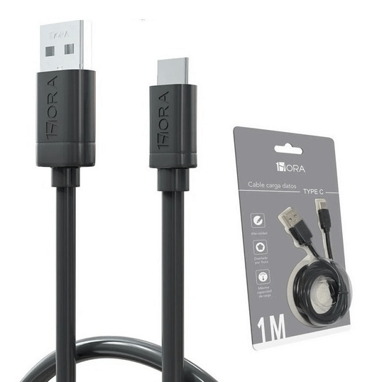 Cable Cargador USB Tipo C 1 Metro 2.1A Calidad Original 1HORA