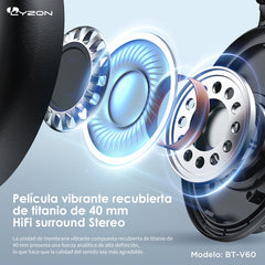 Audífono De Diadema Bluetooth BT-V60 LYZON