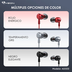 Audífonos Manos Libres Metálico AD333 - Mishop Mexico