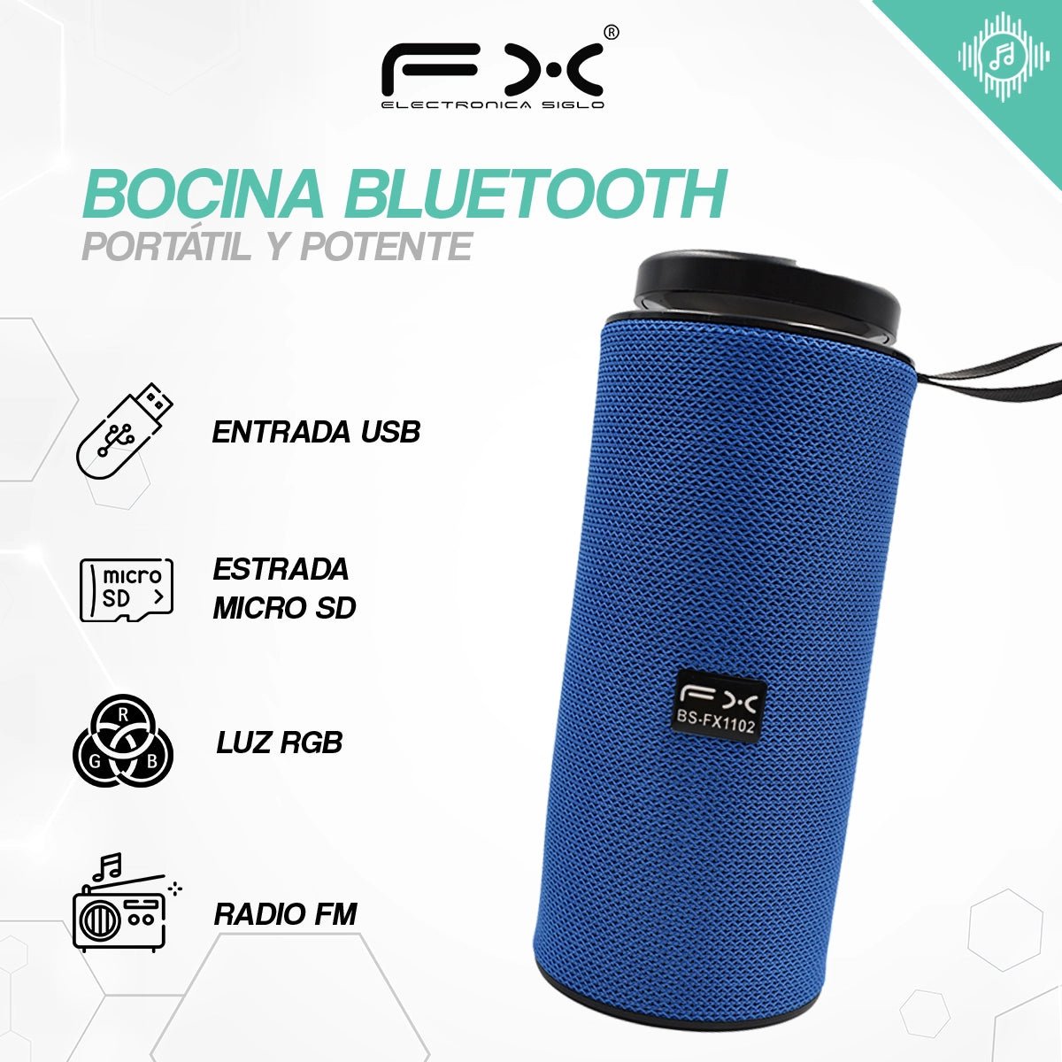 Bocina estilo tubo bluetooth - BS - FX1102 - Mishop Mexico