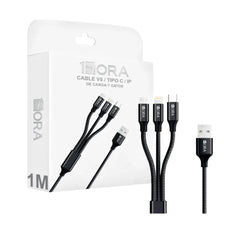 Cable 1hora 3 en 1, usb a tipo c, v8 y lightning para carga y transferencia de datos - cab259 - Mishop Mexico
