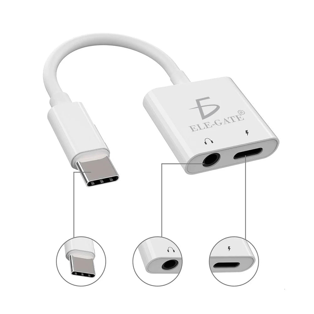 Cable adaptador de auriculares 2 en 1 con cable tipo c + puerto jack 3.5mm y tipo c - wi.jbc039 - Mishop Mexico