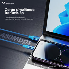 Cable USB Tipo C De Alta Velocidad CBTP60W - Mishop Mexico