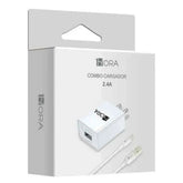 Combo cargador 1hora de 2.4a con adaptador de corriente y cable tipo c, 12w, - gar142 - Mishop Mexico
