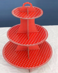 Estante de pastel diseño rojo con puntos blancos - 118-7