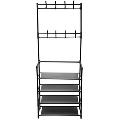 Organizador multifuncional rack con 4 niveles y perchero 60x28x154cm