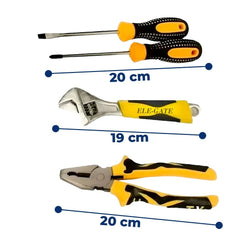 Kit de herramientas con llave perica, pinzas, desarmador de cruz y plano / family tools - HERM.05 - Mishop Mexico