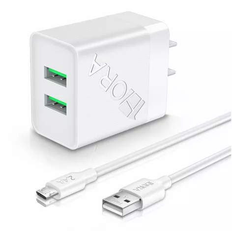 1HORA Cargador Rápido Dual 12w USB Y Cable V8 2.4a GAR160 Imagen secundaria del producto