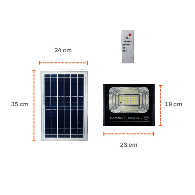 Caja 12pz Reflector Led Panel Solar SJB100W Imagen secundaria del producto