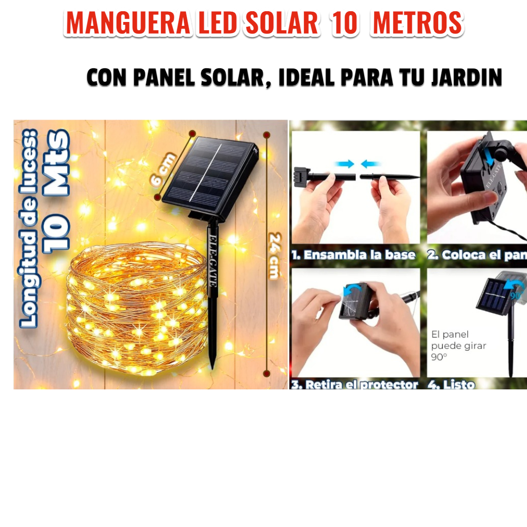 MANGUERA LED CALIDA 10 METROS SOLAR Imagen principal del producto
