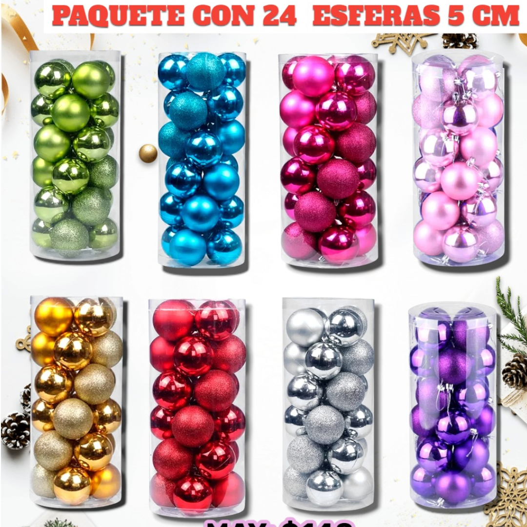PAQUETE DE  24 ESFERAS NAVIDEÑAS Imagen principal del producto