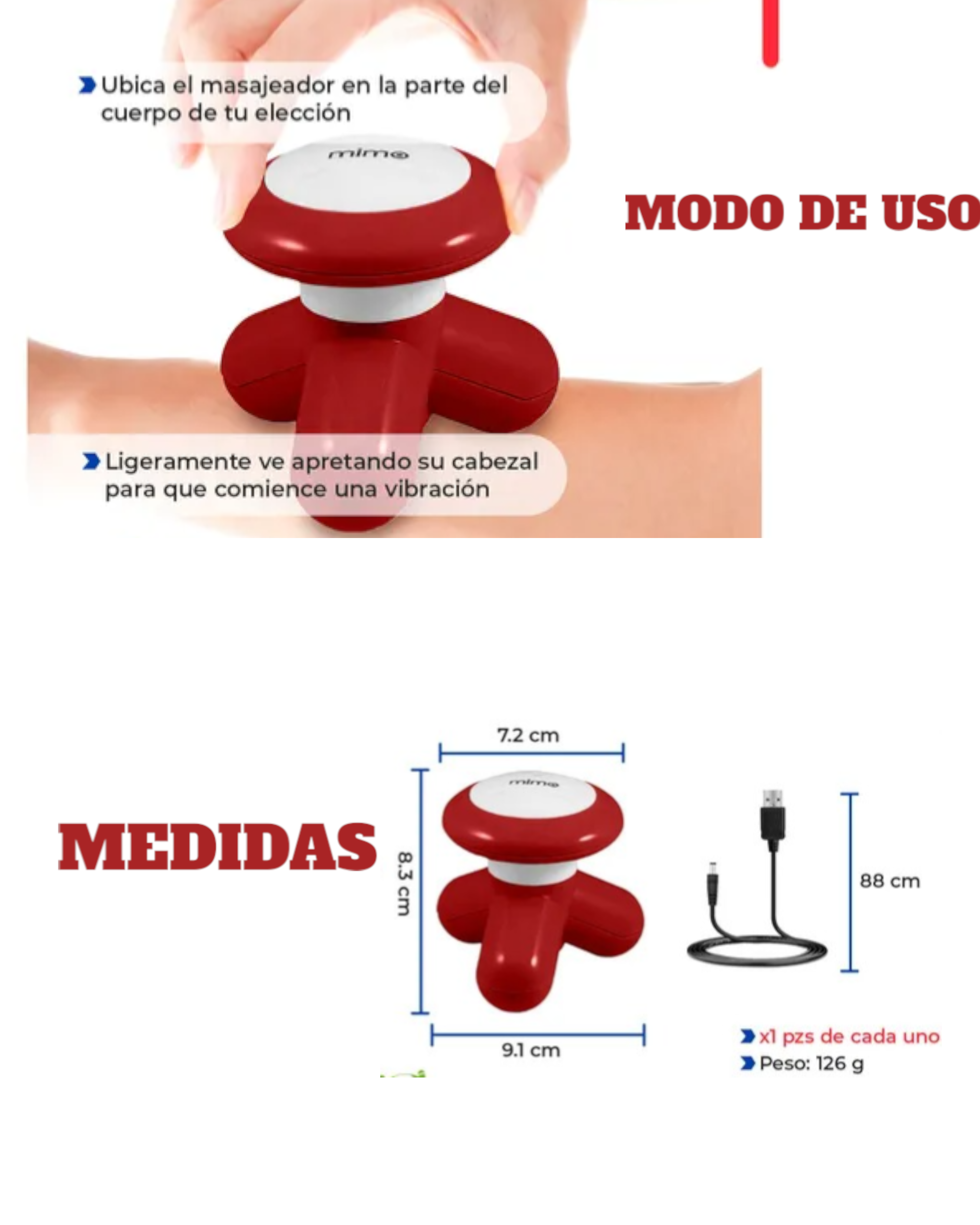 MINI MASAJEADOR PORTATIL XF-69 Imagen secundaria del producto