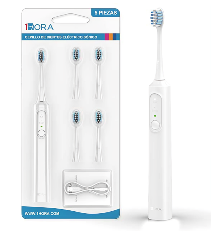 Cepillo de dientes eléctronico sónico 1hora, recargable + 4 repuestos / CEP001B Imagen principal del producto
