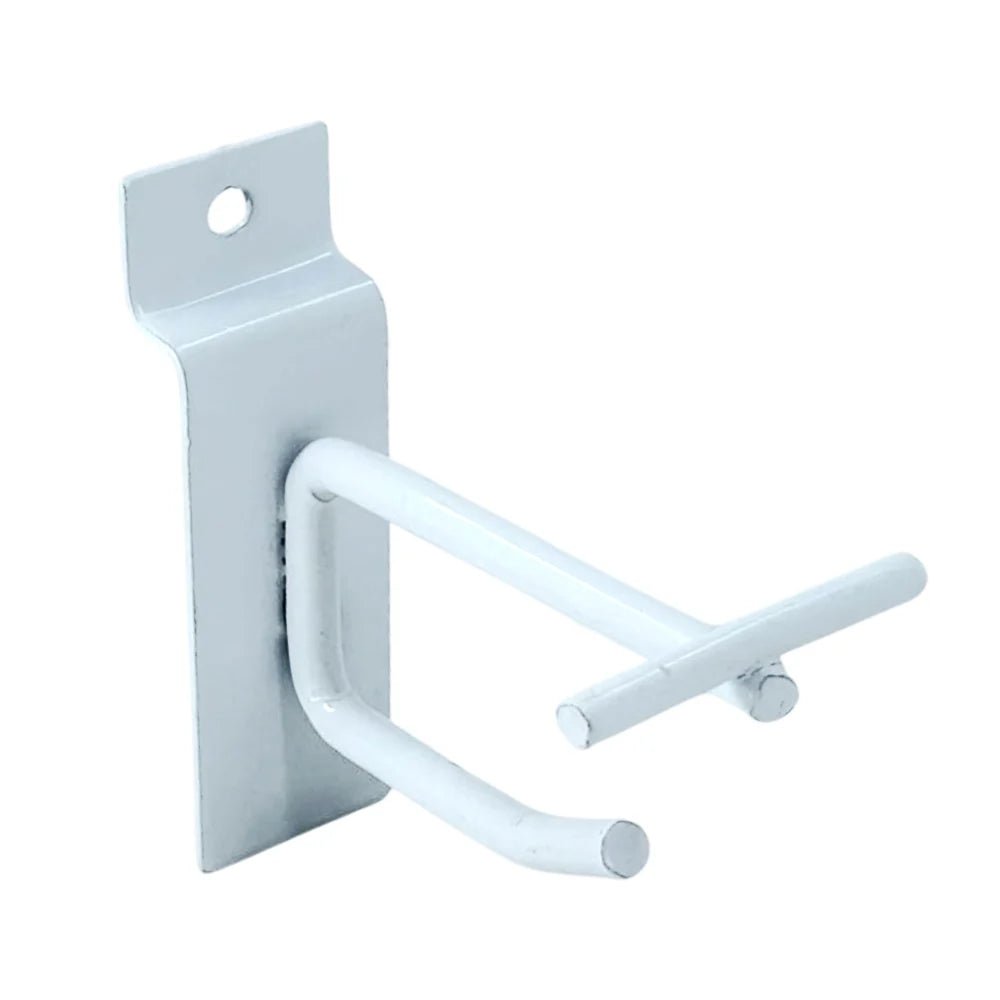 1pza Gancho de metal para panel ranurado en color blanco, 8cm - h1307 - Mishop Mexico Imagen principal del producto