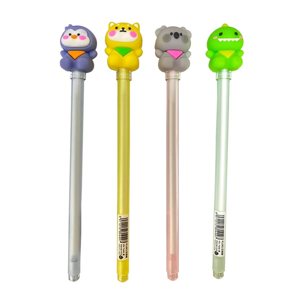 1pza pluma de tinta negra con figura en forma de animales con pañoleta, variedad de diseños - kk - 7449 - Mishop Mexico