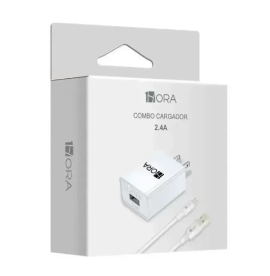 1HORA Cargador Rápido Dual 12w USB Y Cable V8 2.4a GAR160 Imagen principal del producto