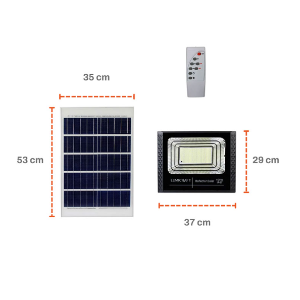 Caja 8pz Reflector Led Con Panel Solar SJB400W