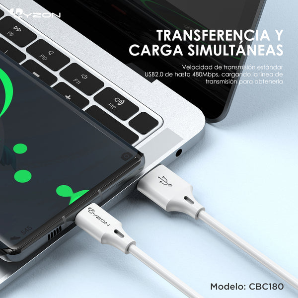 CDMX-Cable Salida Tipo C  Cargador Rápido CBC180