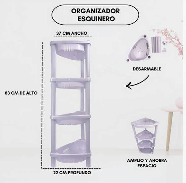 Estante Esquinero Plastico 4 Niveles Desarmable Hogar ZWJ001-4