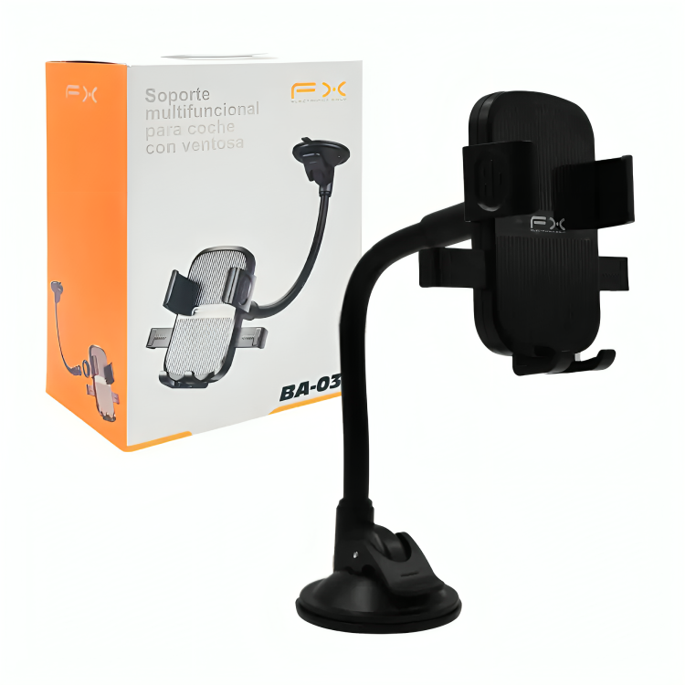 Soporte fx de plástico para el celular con diseño flexible y giro 360, instalación ajustable / ba-037