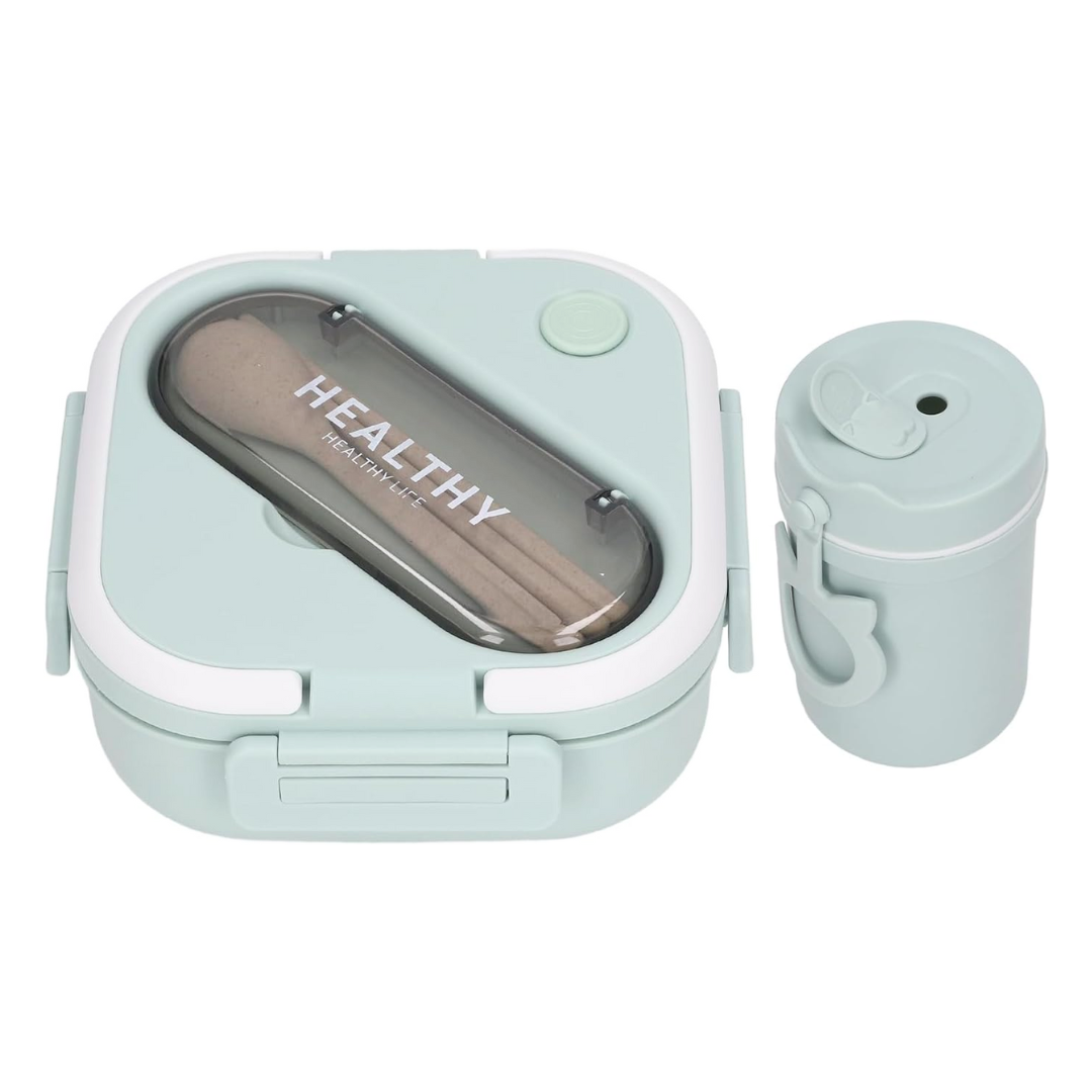 Tupper Cuadrado De Plástico Con Cubiertos,Vaso Portátil De 330ml BOXA08 Imagen secundaria del producto