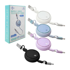 Cable 4 en 1 de 100w extendible asta 1m de largo con puertos intercambiables - C440W