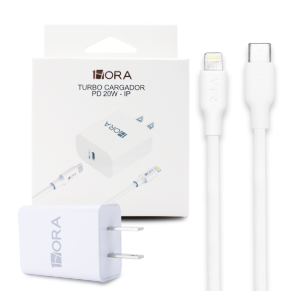 1HORA Cargador Tipo C 20W con Cable Lighting GAR154 Imagen principal del producto