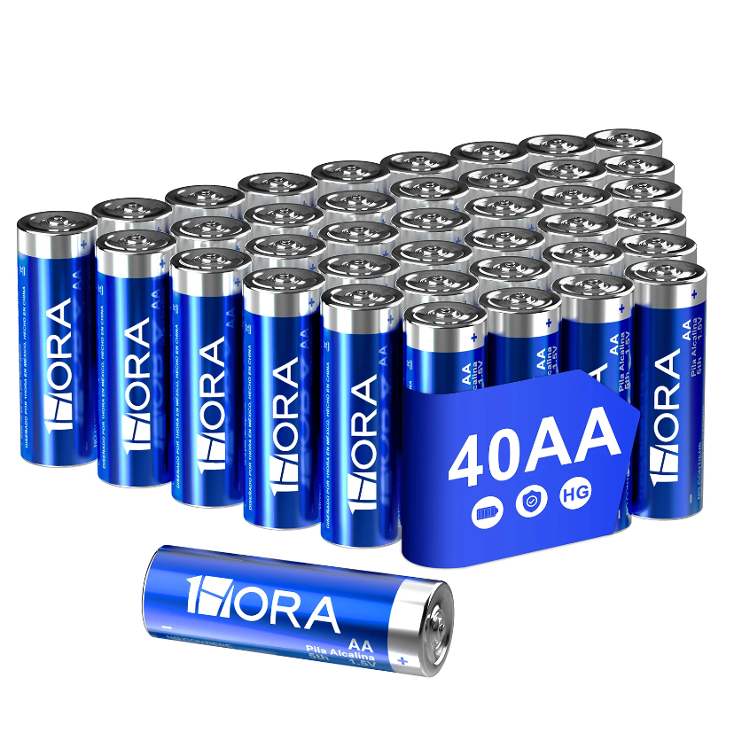 1HORA Paquete De 40 Pilas Baterías Alcalinas AA GAR131