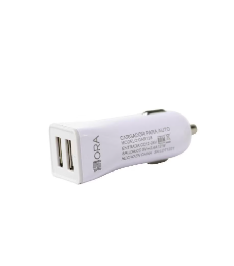 1HORA Cargador/Plug para Auto Dual USB de 2.4A y 1A GAR128