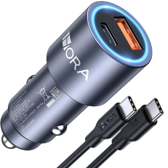 1HORA Cargador Auto Carga Rápida 38W GAR241