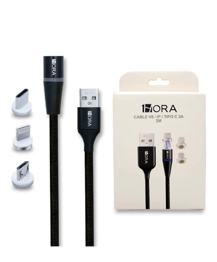 1HORA Cable 3 En 1 V8/Tipo C/Lighting de 1M CAB253 Imagen principal del producto