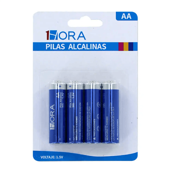 1HORA Paquete De 4 Pilas Baterías Alcalinas AA GAR136