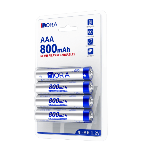 1HORA Pilas AAA Recargables Baterías 800mAh 4 Unidades GAR134 Imagen secundaria del producto