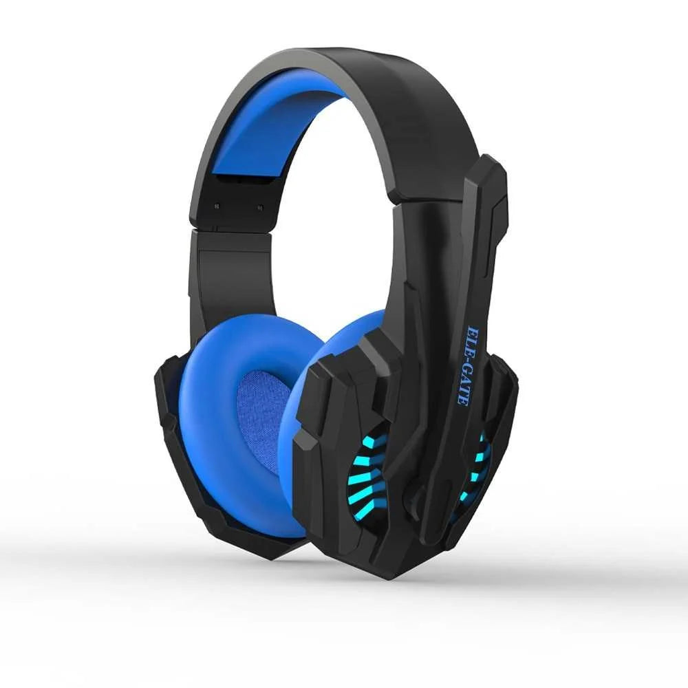 Audífonos alámbricos de diadema acolchada, bicolor, con diseño gamer, luces led, micrófono y cable mallado/ DM.X24 Imagen principal del producto