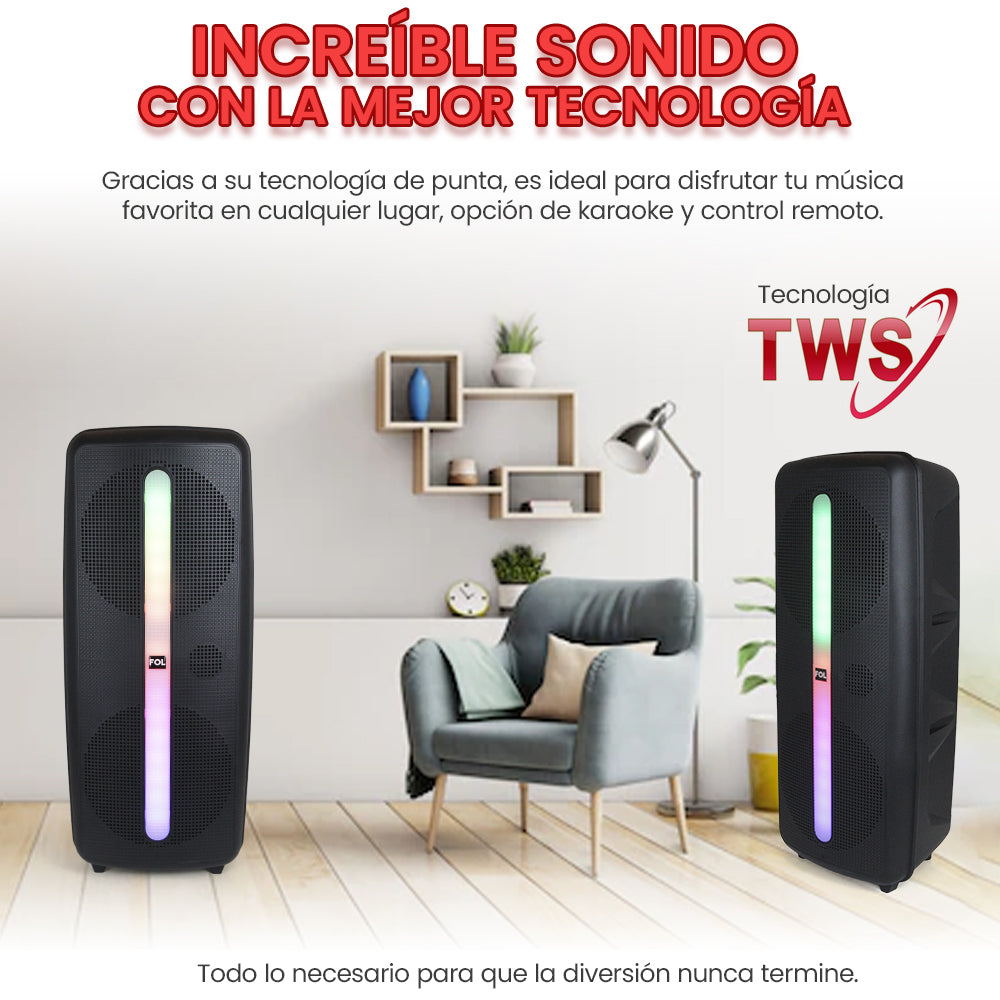 BOCINA PORTATIL CON MICROFONO Y LUZ   L282