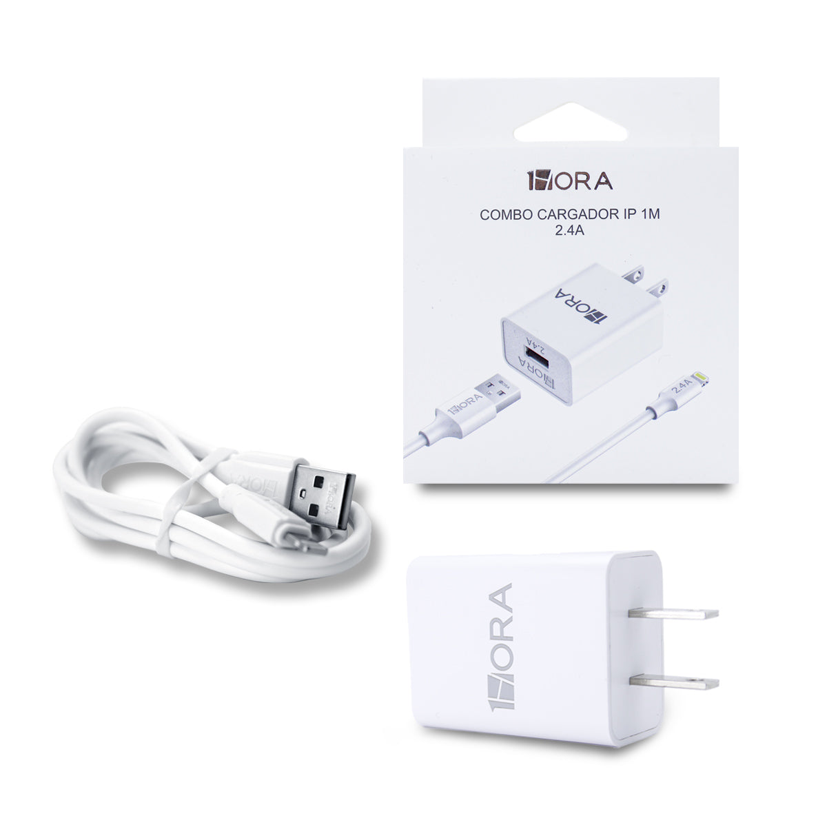 1HORA Combo Cargador Iphone 1M 2.4A GAR143 Imagen secundaria del producto