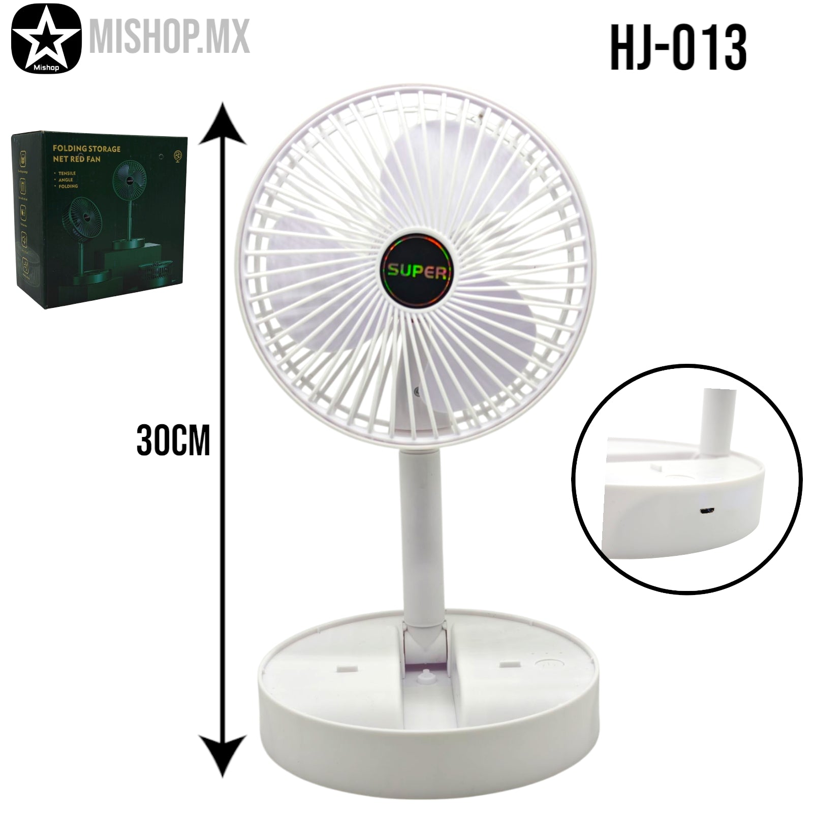 Ventilador Recargable Con Entrada V8 HJ-013 Imagen principal del producto