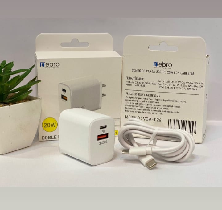 cargador 20w con cable Tipo C a C - VGA-026 Imagen principal del producto
