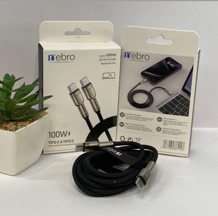 Cable 2m USB-C a USB-C 100w - WD-115 Imagen principal del producto