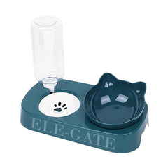 Dispensador de agua para mascotas + tazón de comida con diseño de gato, variedad de colores - MAS.01.7