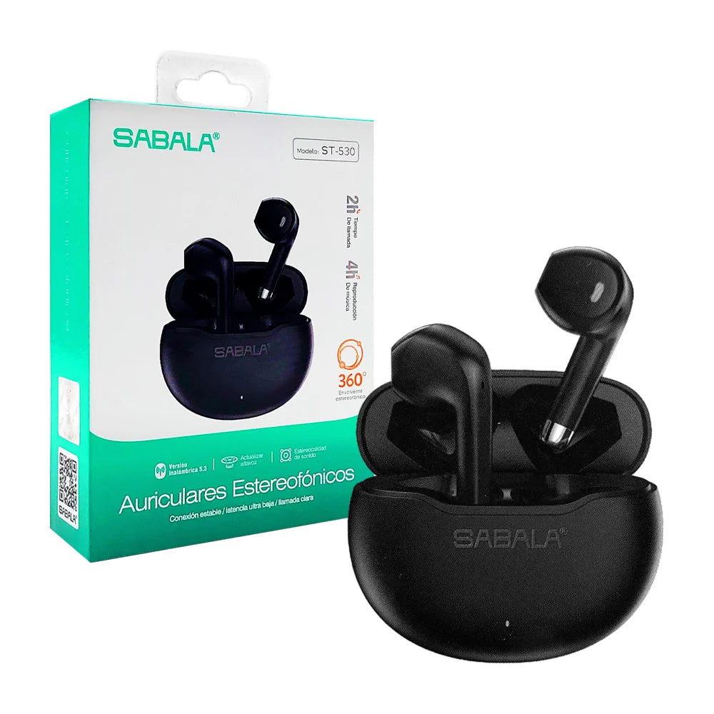 Audífonos inalámbricos tipo earphones con detalles en color metálico, estuche de carga redondo con entrada tipo c, variedad de colores / st-530 Imagen principal del producto
