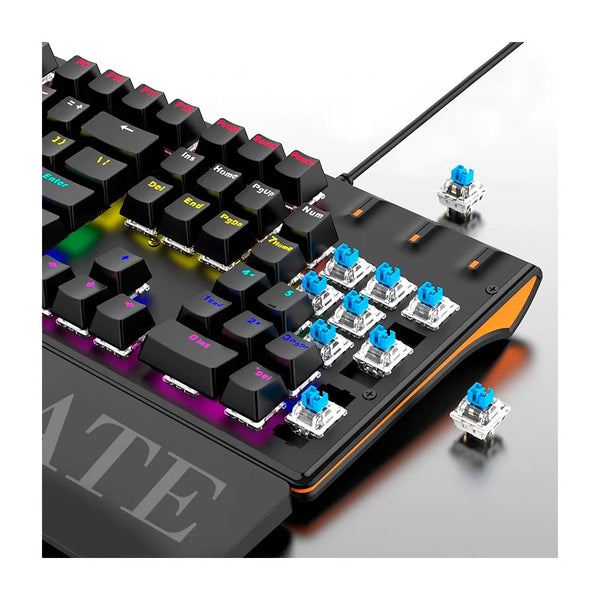 Teclado mecánico con iluminación rgb, base ajustable y reposamuñecas - TC.17.P