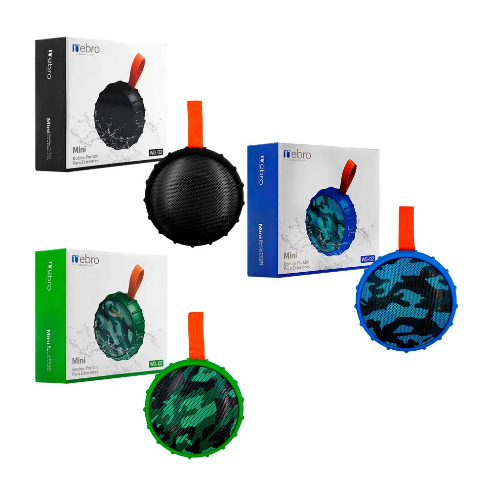 Bocina mini nebro redonda, inalámbrica con protección para exteriores - WG-132 Imagen principal del producto