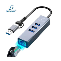 Hub adaptador usb-c o usb-a, con 3 puertos usb-a y puerto ethernet - wl.42