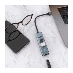 Hub adaptador usb-c o usb-a, con 3 puertos usb-a y puerto ethernet - wl.42