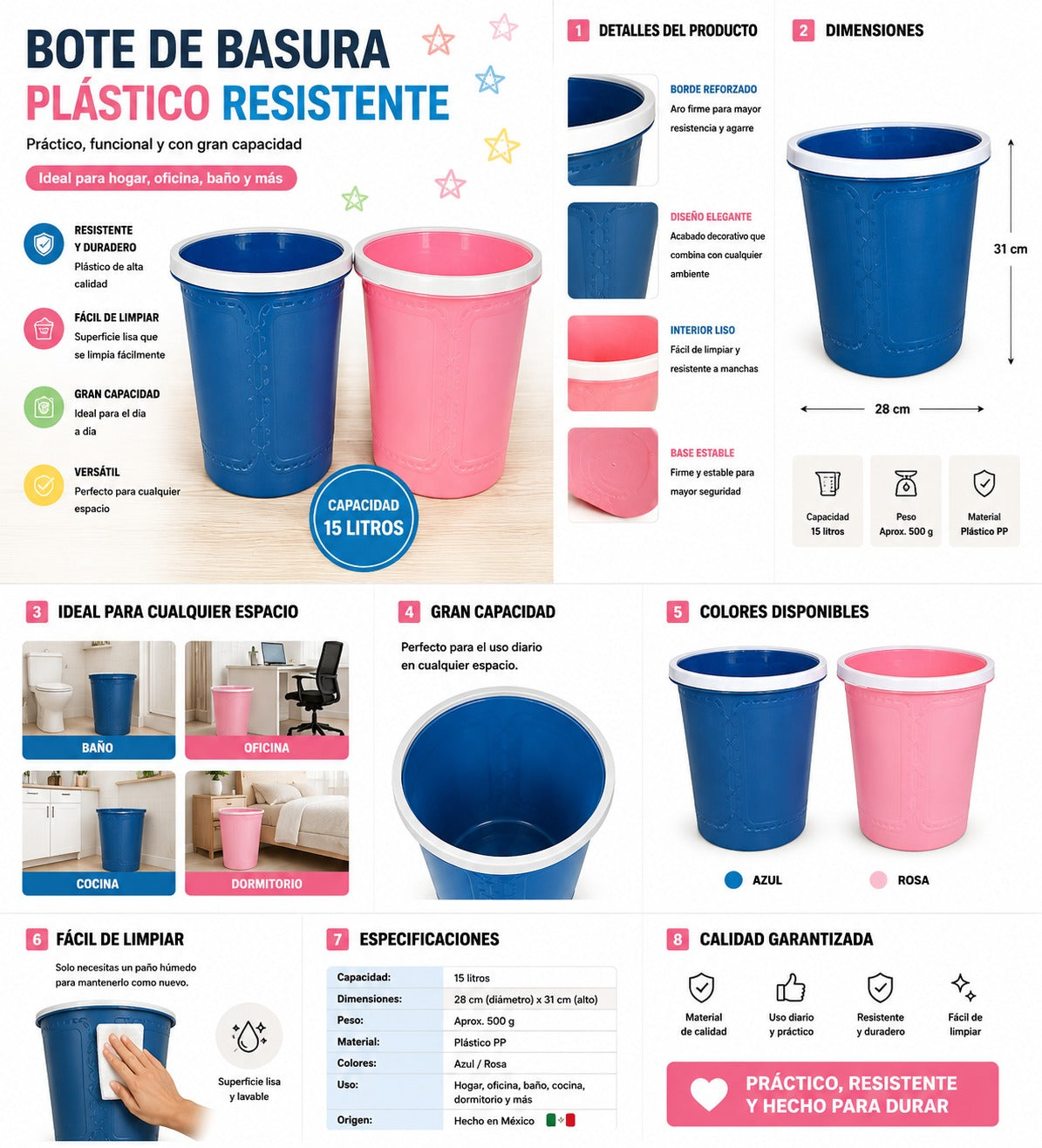 BOTE DE BASURA CON TAPA LJT002 Imagen principal del producto